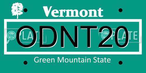 ODNT20 Vermont License Plate