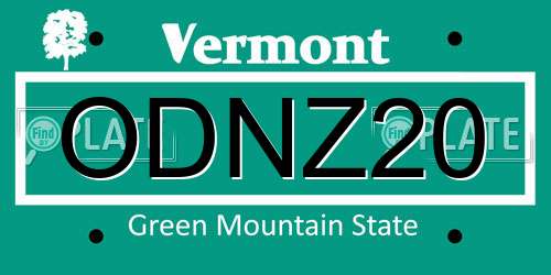 ODNZ20 Vermont License Plate