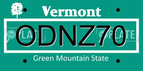 ODNZ70 Vermont License Plate