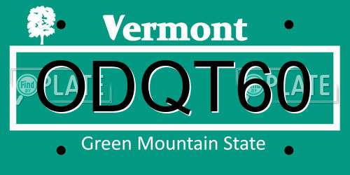 ODQT60 Vermont License Plate