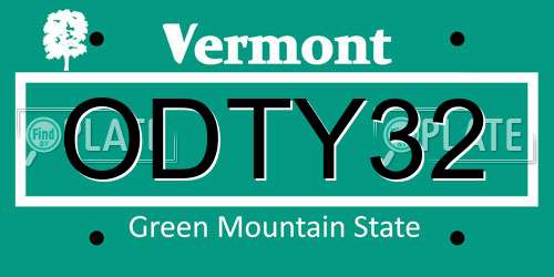ODTY32 Vermont License Plate
