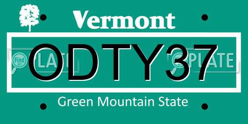 ODTY37 Vermont License Plate