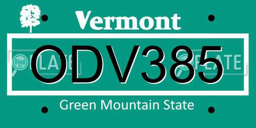 ODV385 Vermont License Plate
