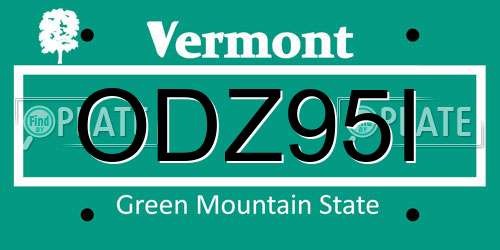 ODZ95I Vermont License Plate