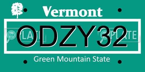 ODZY32 Vermont License Plate