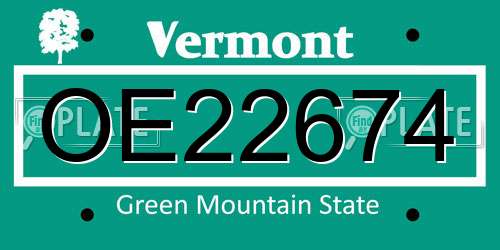 OE22674 Vermont License Plate