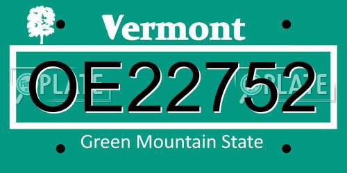 OE22752 Vermont License Plate
