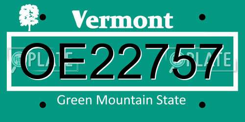 OE22757 Vermont License Plate