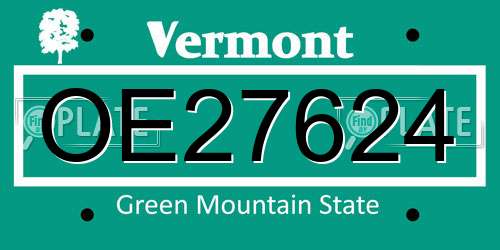 OE27624 Vermont License Plate