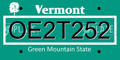 OE2T252 Vermont License Plate