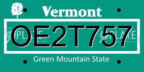 OE2T757 Vermont License Plate