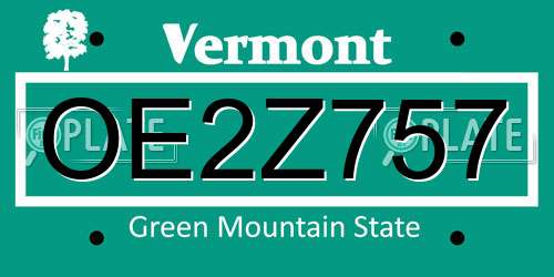 OE2Z757 Vermont License Plate