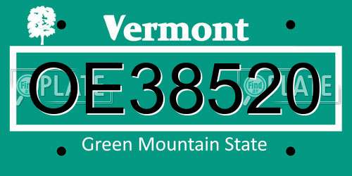 OE38520 Vermont License Plate