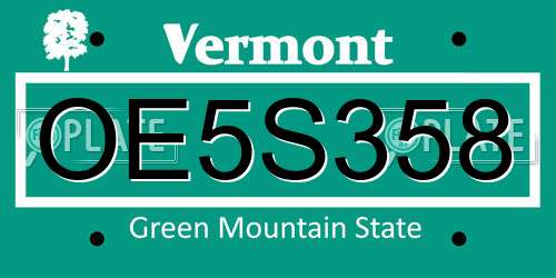 OE5S358 Vermont License Plate