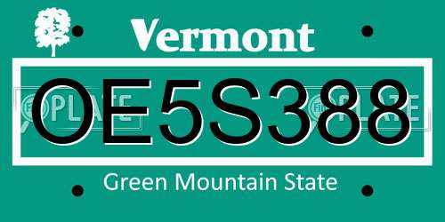 OE5S388 Vermont License Plate