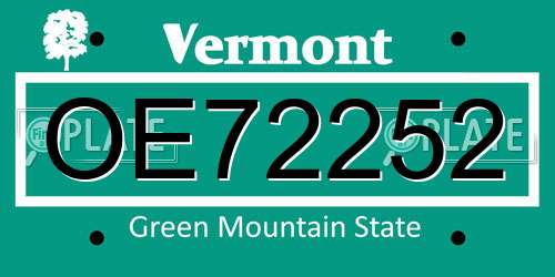 OE72252 Vermont License Plate