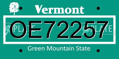 OE72257 Vermont License Plate