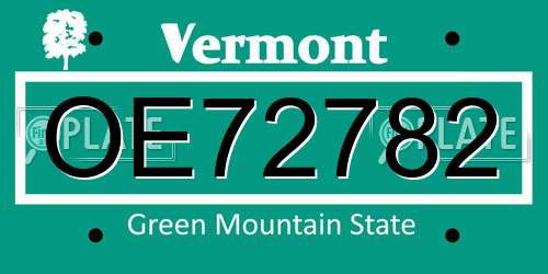 OE72782 Vermont License Plate