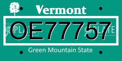 OE77757 Vermont License Plate