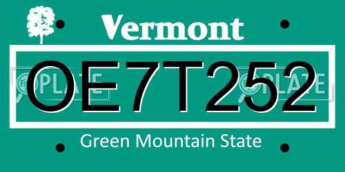 OE7T252 Vermont License Plate