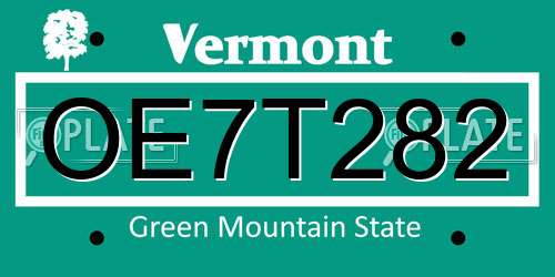 OE7T282 Vermont License Plate