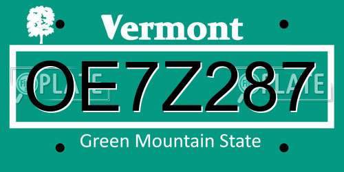 OE7Z287 Vermont License Plate