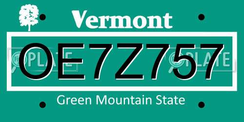 OE7Z757 Vermont License Plate