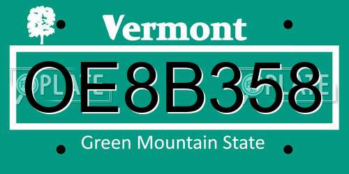 OE8B358 Vermont License Plate