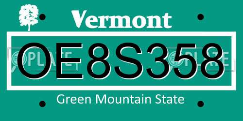 OE8S358 Vermont License Plate