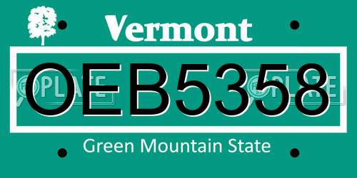 OEB5358 Vermont License Plate