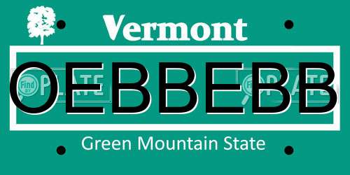 OEBBEBB Vermont License Plate