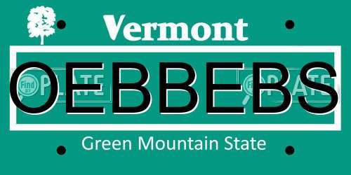 OEBBEBS Vermont License Plate