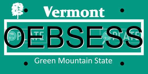 OEBSESS Vermont License Plate