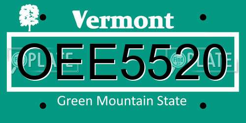 OEE5520 Vermont License Plate