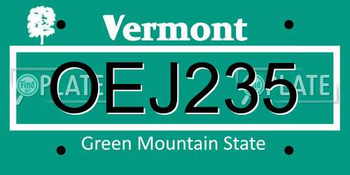 OEJ235 Vermont License Plate