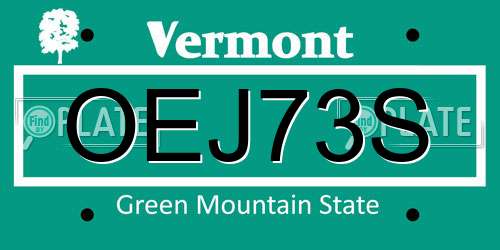 OEJ73S Vermont License Plate