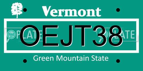 OEJT38 Vermont License Plate