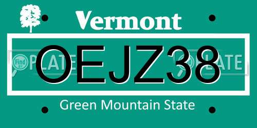 OEJZ38 Vermont License Plate