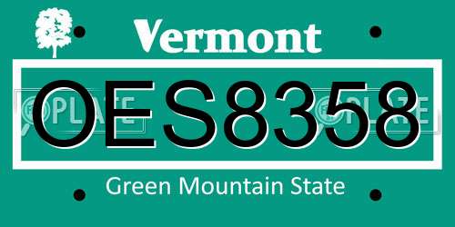 OES8358 Vermont License Plate
