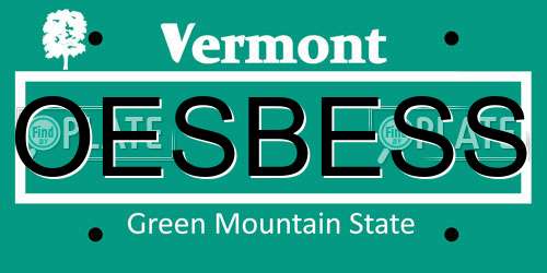 OESBESS Vermont License Plate