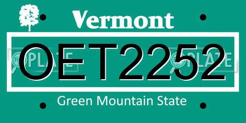 OET2252 Vermont License Plate