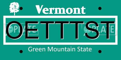 OETTTST Vermont License Plate