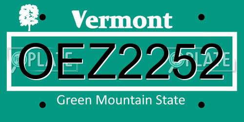 OEZ2252 Vermont License Plate