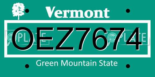 OEZ7674 Vermont License Plate