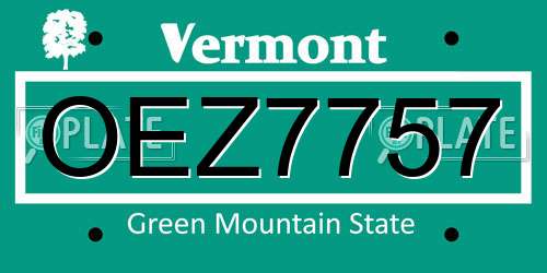 OEZ7757 Vermont License Plate