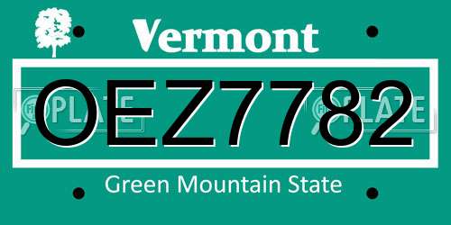 OEZ7782 Vermont License Plate