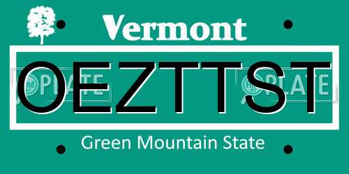OEZTTST Vermont License Plate