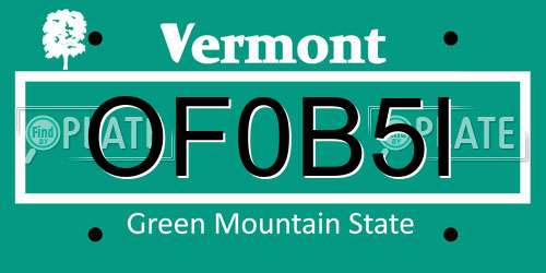 OF0B5I Vermont License Plate