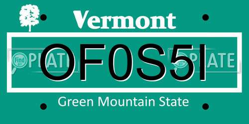 OF0S5I Vermont License Plate