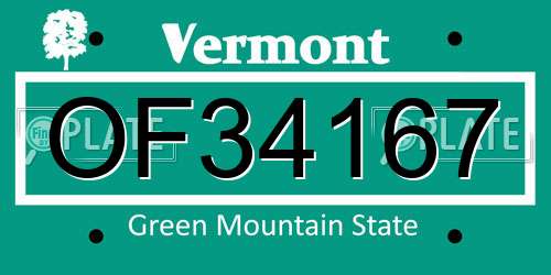 OF34167 Vermont License Plate